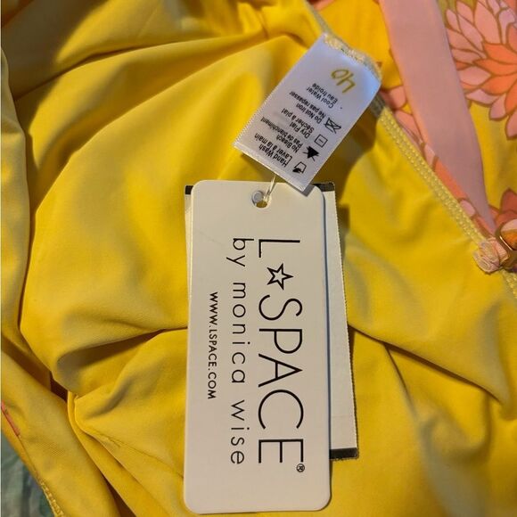 Nwt Anthropologie L*Space Floral Lockhart Belted One-Piece Swimsuit Pink Yellow - Picture 8 of 10